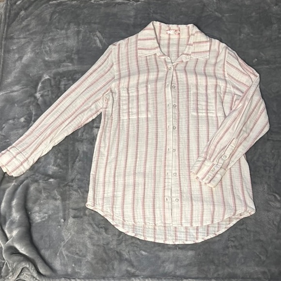 NWOT Altar'd State Small Pink and White Button-Down Shirt - Picture 1 of 5